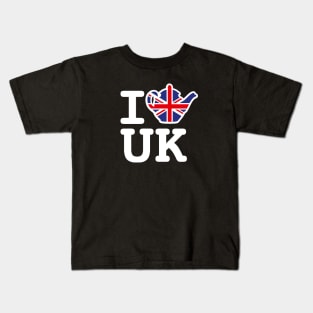 I love UK Union Jack Flag United Kingdom British teapot Kids T-Shirt